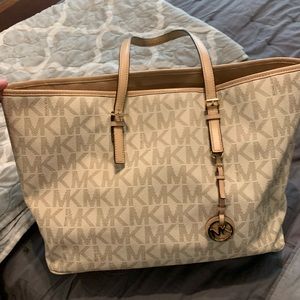 Michael Kors white and tan purse
